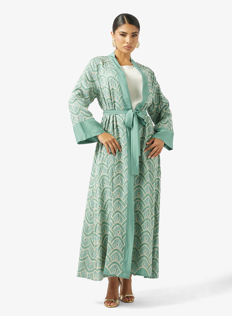 Khizana Monochrome Printed Abaya - Image 1